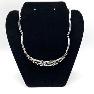 Silvertone & Black Segmented Necklace